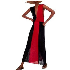 Zara Bold Red and Black Maxi Dress